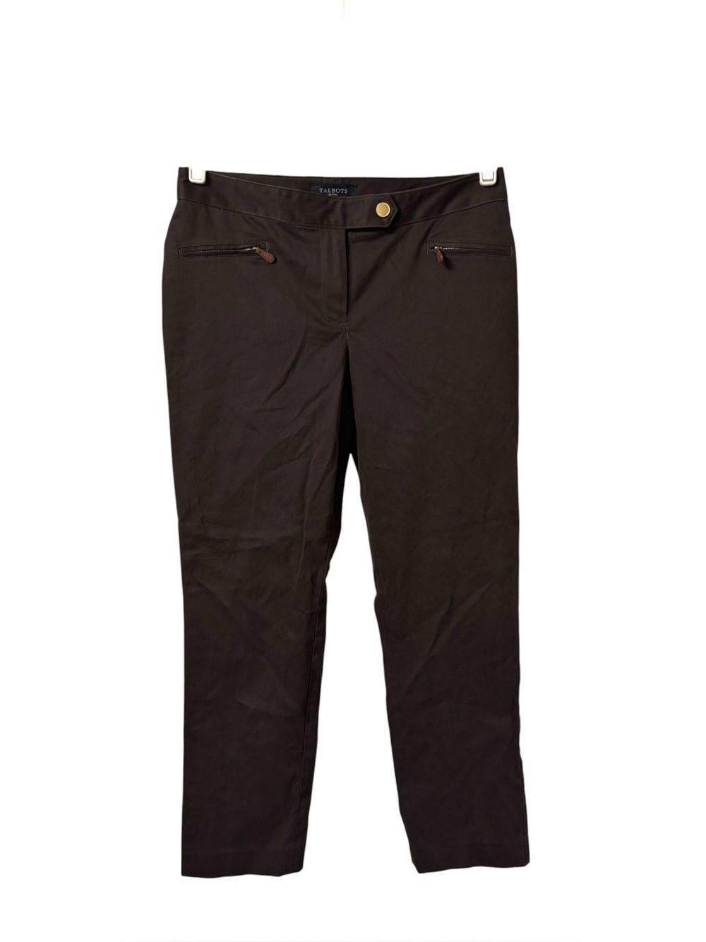 Talbots signature chocolate brown suede like soft career office pants size 8P